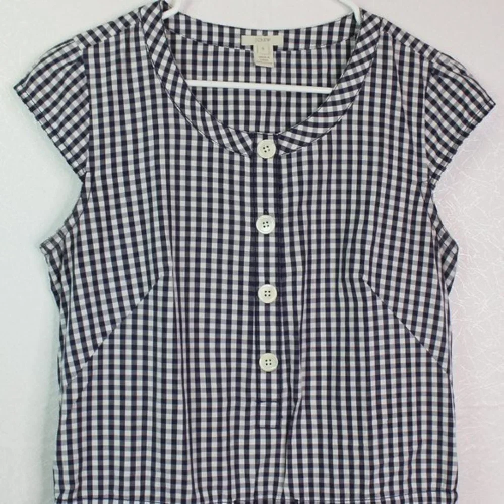J. Crew Black White Gingham Drawstring Wai… - Picture 2 of 13